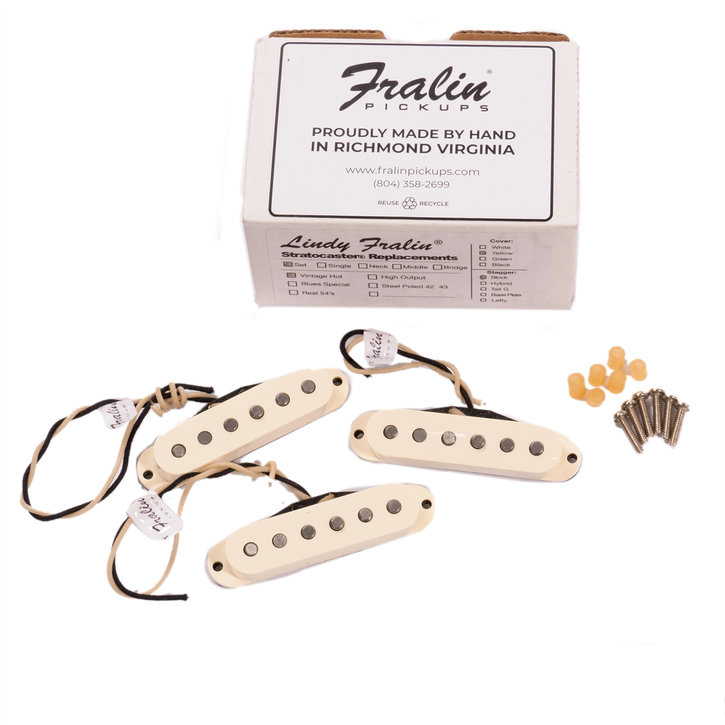 Fralin Vintage Hot Single Coil Strat Electric Guitar Pickup Set, Parch