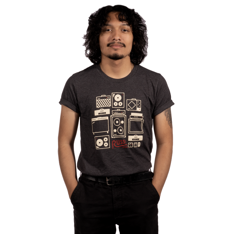 Russo Music 'Amps & Effects' T-Shirt - Heather Graphite