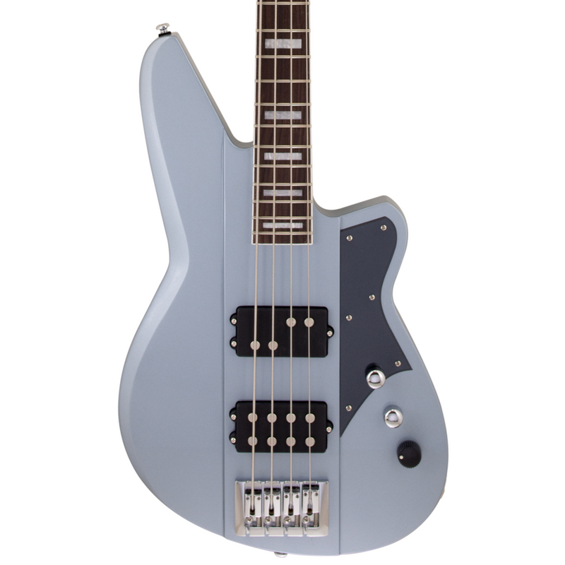 Reverend Thundergun Bass Guitar, Rosewood Fingerboard, Metallic Silver Freeze