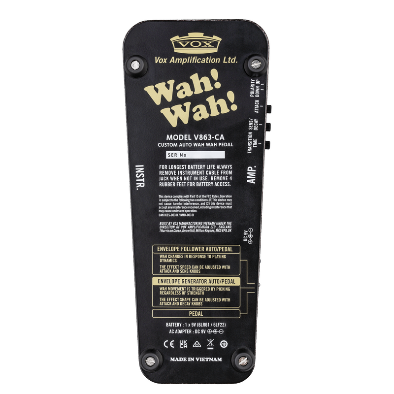 Vox V863-CA Custom Auto Wah Effect Pedal