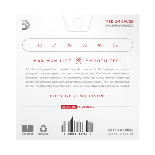 D'Addario 13-56 XS Phosphor Bronze Medium Acoustic Strings