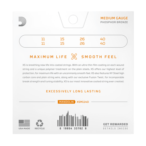 D'Addario 11-40 XS Phosphor Bronze Medium Mandolin Strings
