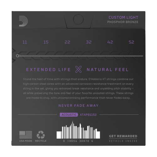 D'Addario 11-52 XT Acoustic Phosphor Bronze Custom Light