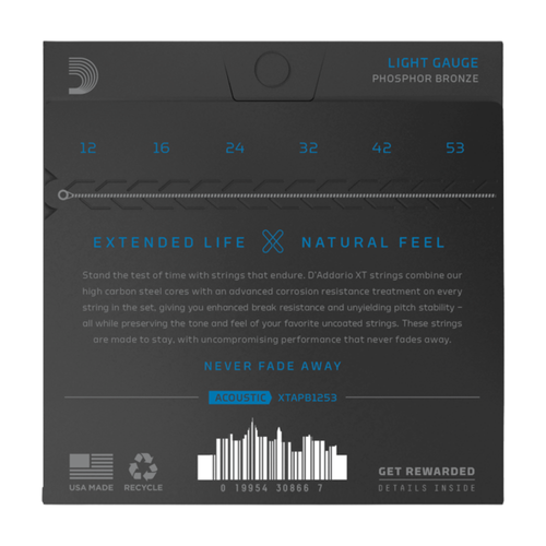 D'Addario 12-53 XT Acoustic Phosphor Bronze Regular Light