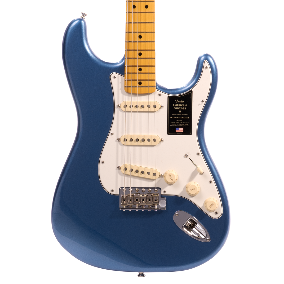 Fender American Vintage II 1973 Stratocaster Electric Guitar, Maple, Lake Placid Blue