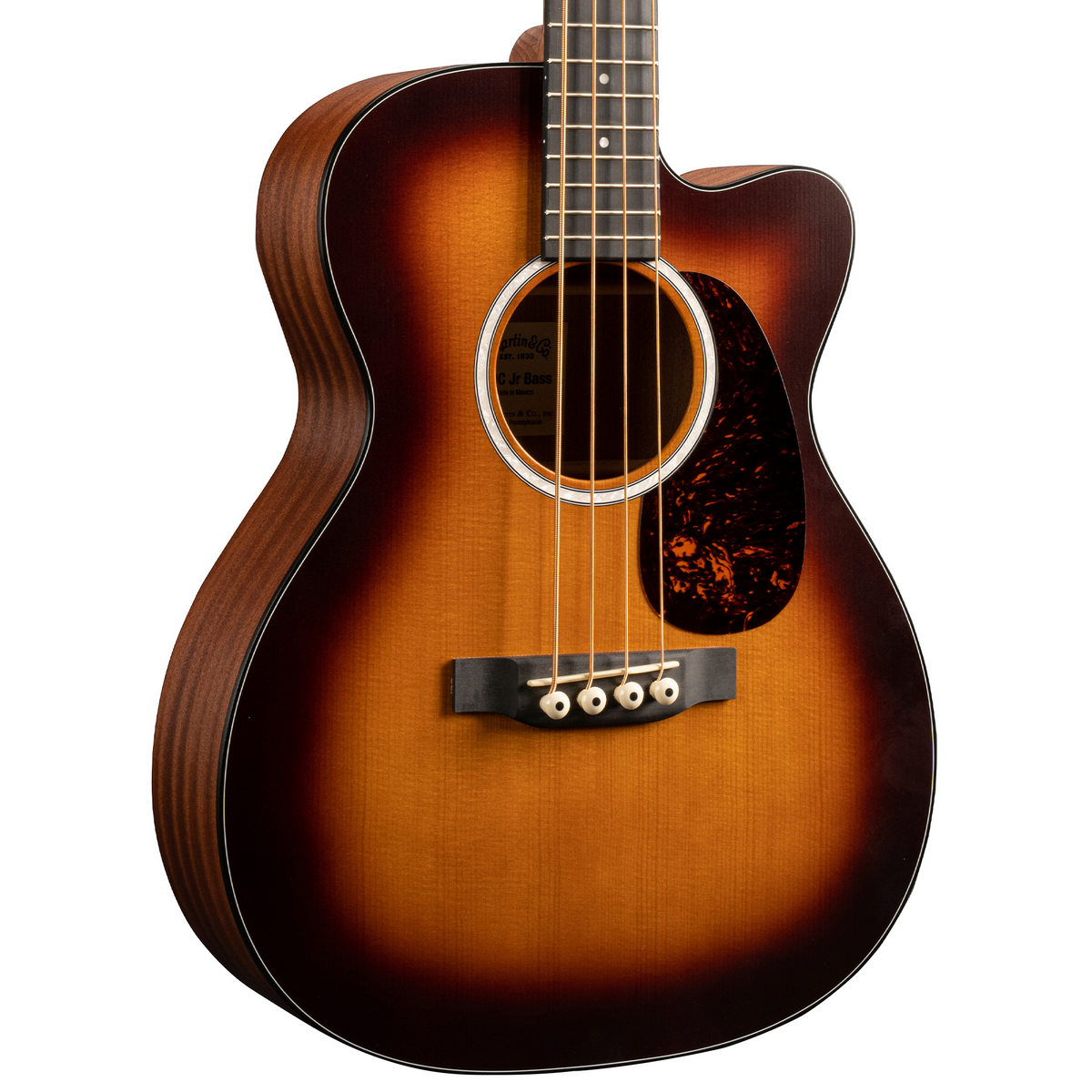 Martin 000CJR-10E Junior Series Acoustic Bass Guitar, Burst Finish
