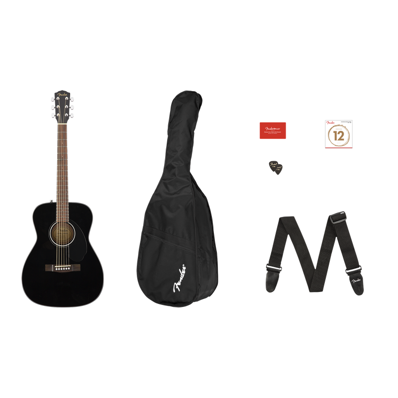 Fender CC-60S Concert Pack V2, Black Acoustic Guitar