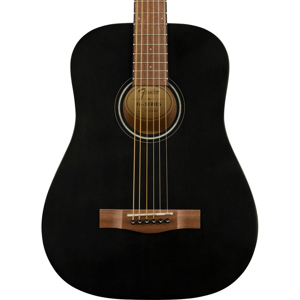 Fender FA-15 3/4 Scale Steel With Gig Bag, Walnut Fingerboard, Black Acoustic Guitar