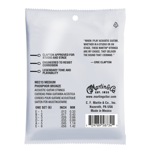 Martin 13-56 Medium Clapton's Choice Phosphor Bronze Acoustic Guitar Strings