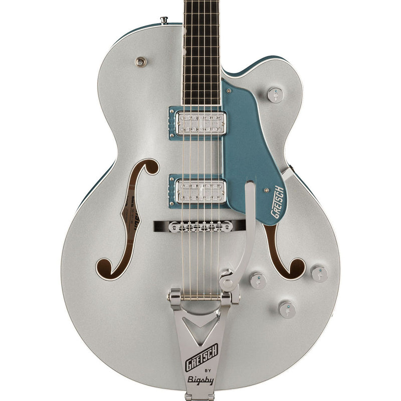 Gretsch G6118T-140 Limited Edition 140th Double Platinum Electric Guitar, Two-Tone Pure Platinum/Stone Platinum