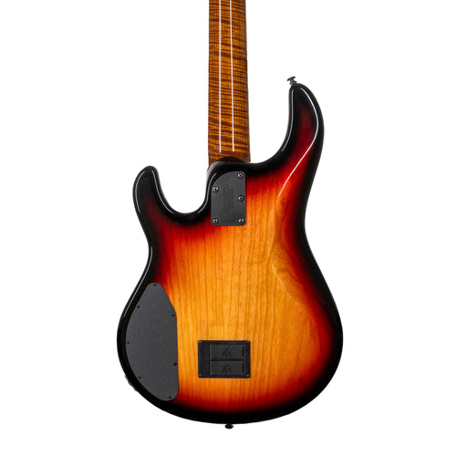 Music Man 35th Anniversary StingRay 5H 5-String Bass Guitar, Ebony, Spalted Sunburst With Mono Bag