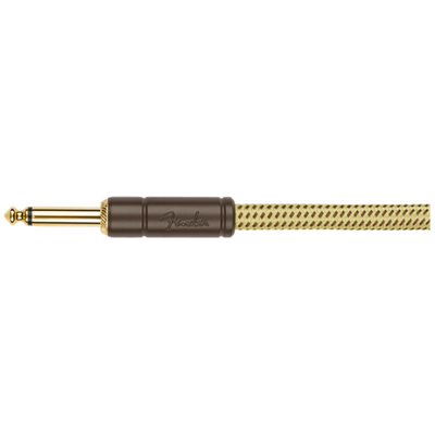 Fender 30' Deluxe Series Coil Cable, Straight/Angle, Tweed Guitar Cable