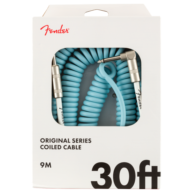 Fender 30’ Original Series Coil Cable, Straight/Angle, Daphne Blue Guitar Cable
