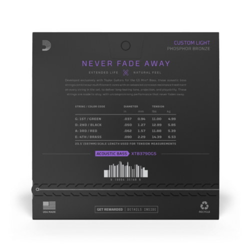 D'addario 37-90 Custom Light XT Phosphor Bronze Coated Acoustic Bass Strings