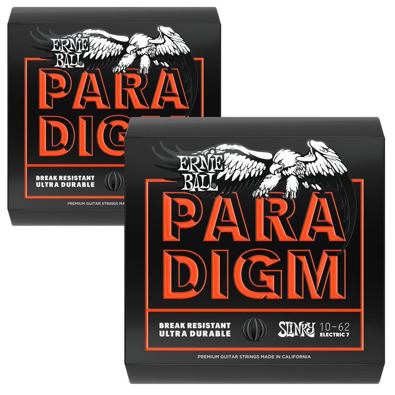 Ernie Ball 2 Pack 10-62 Paradigm Skinny Top Heavy Bottom Slinky 7 String Electric Strings