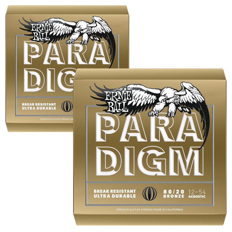 Ernie Ball 2 Pack 12-54 Paradigm Medium Light 80/20 Bronze Acoustic Strings