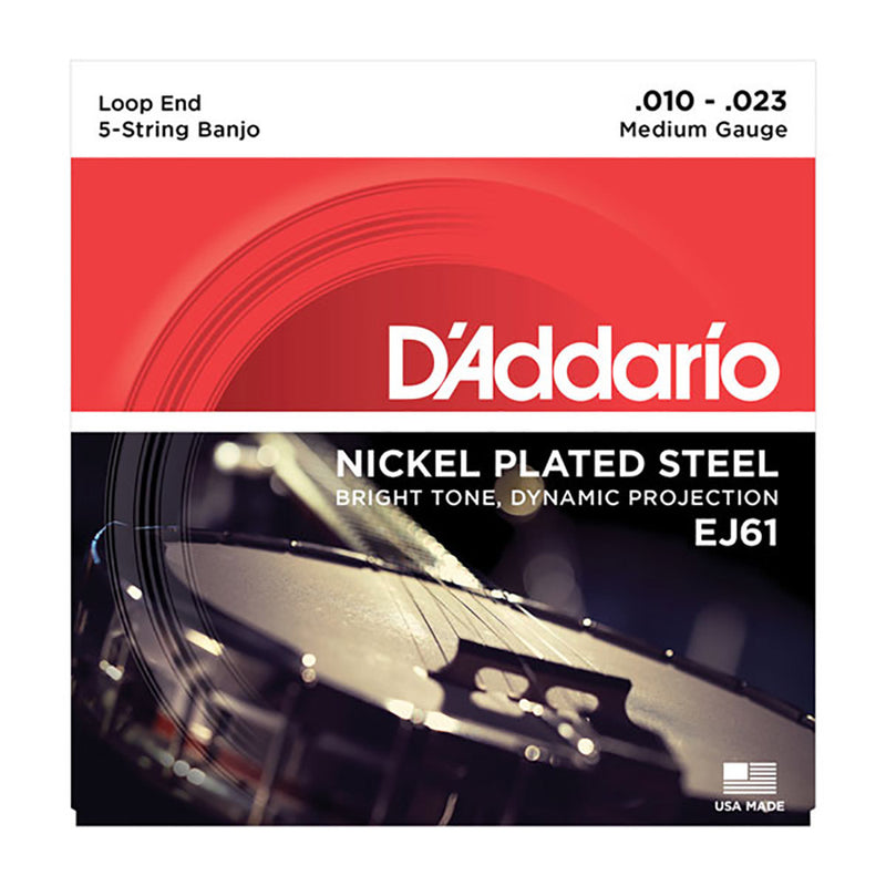 D'Addario 10-23 Medium 5-String Banjo Nickel-Plated Steel Strings