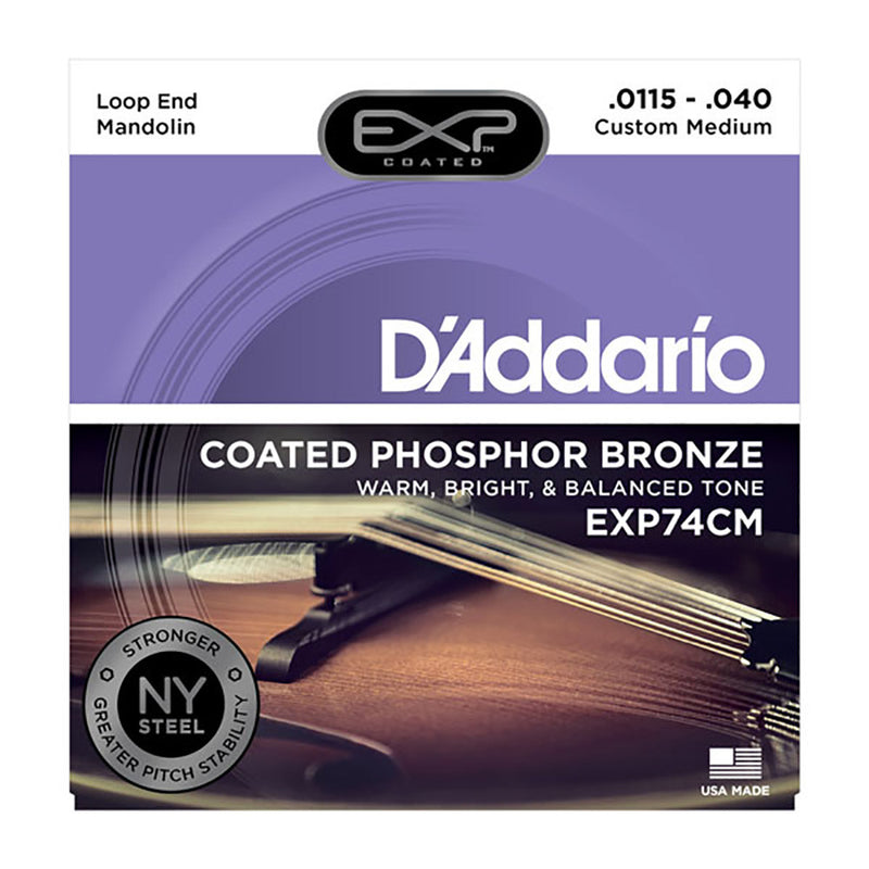 D'Addario 11.5-40 Custom Medium Mandolin EXP Coated Phosphor Bronze Strings