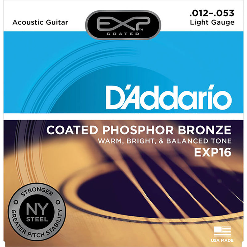 D'Addario 12-53 Gauge Coated Phospher Bronze Acoustic Strings