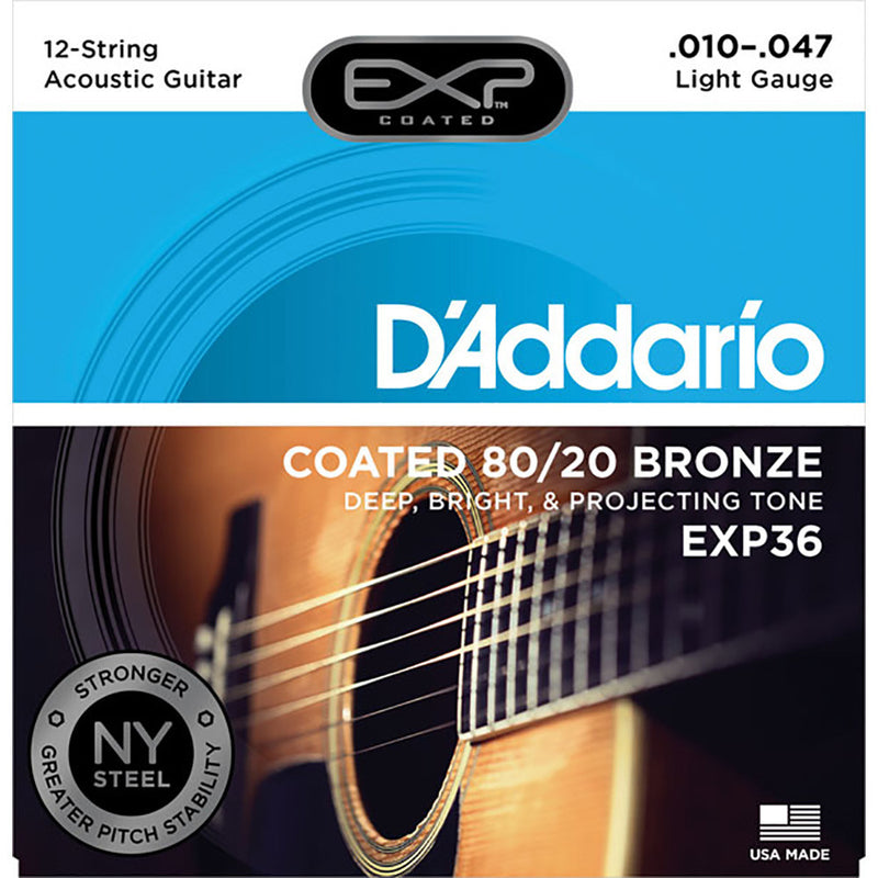 D'Addario 12String Coated 80/20 Bronze Light Acoustic