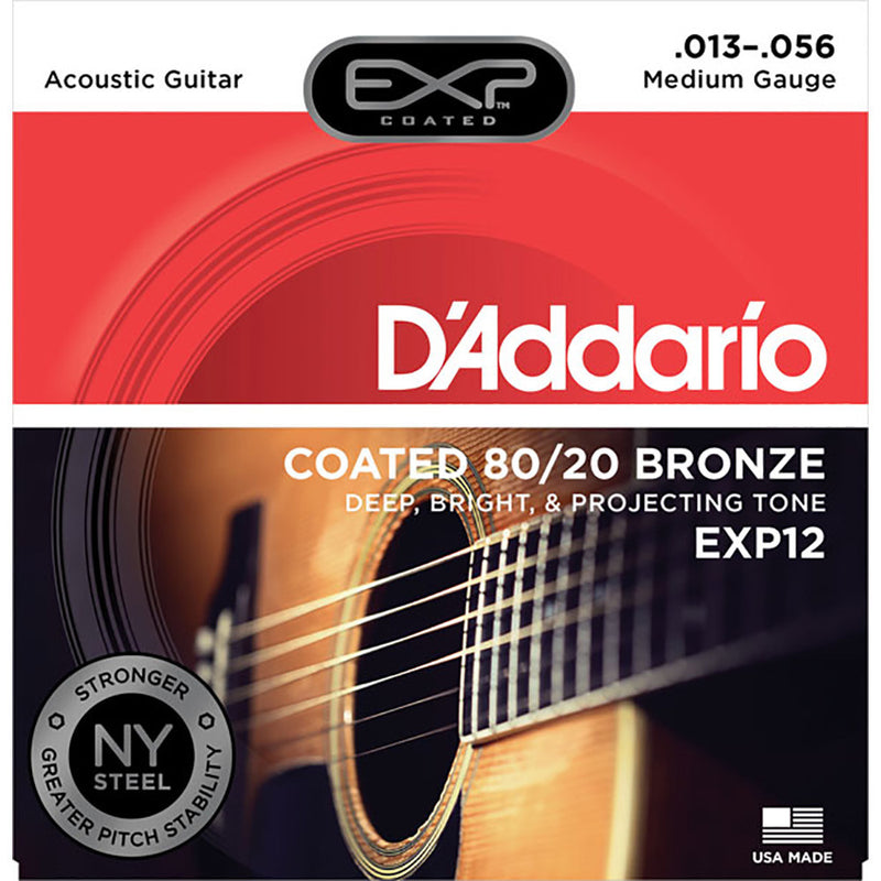 D'Addario 13-56 Medium Coated 80/20 Bronze Acoustic Strings