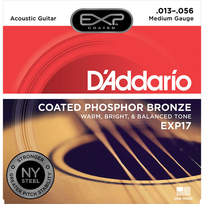 D'Addario 13-56 Medium Coated Phosphor Bronze Acoustic