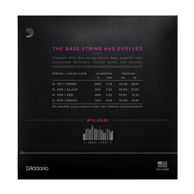 D'Addario 45-100 NYXL Bass Set - Regular Light
