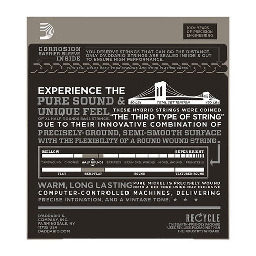 D'Addario 45-130 5-String Half Round Bass Set