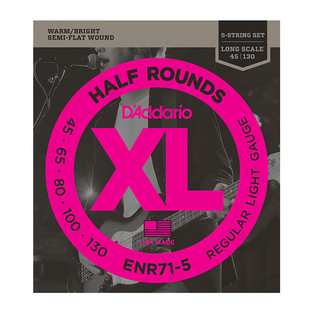 D'Addario 45-130 5-String Half Round Bass Set