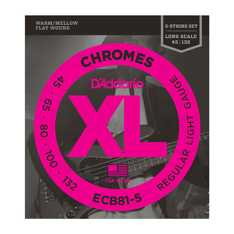 D'Addario 45-132 XL Chromes Flatwound - Light - 5-String