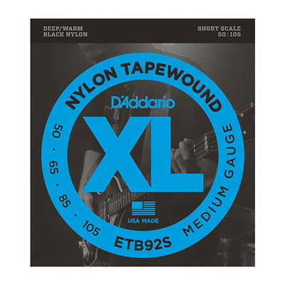 D'Addario Black Nylon Tapewound Short Scale Bass Strings