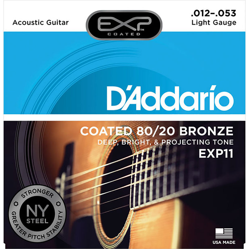 D'Addario 12-53 Coated 80/20 Bronze Acoustic Strings