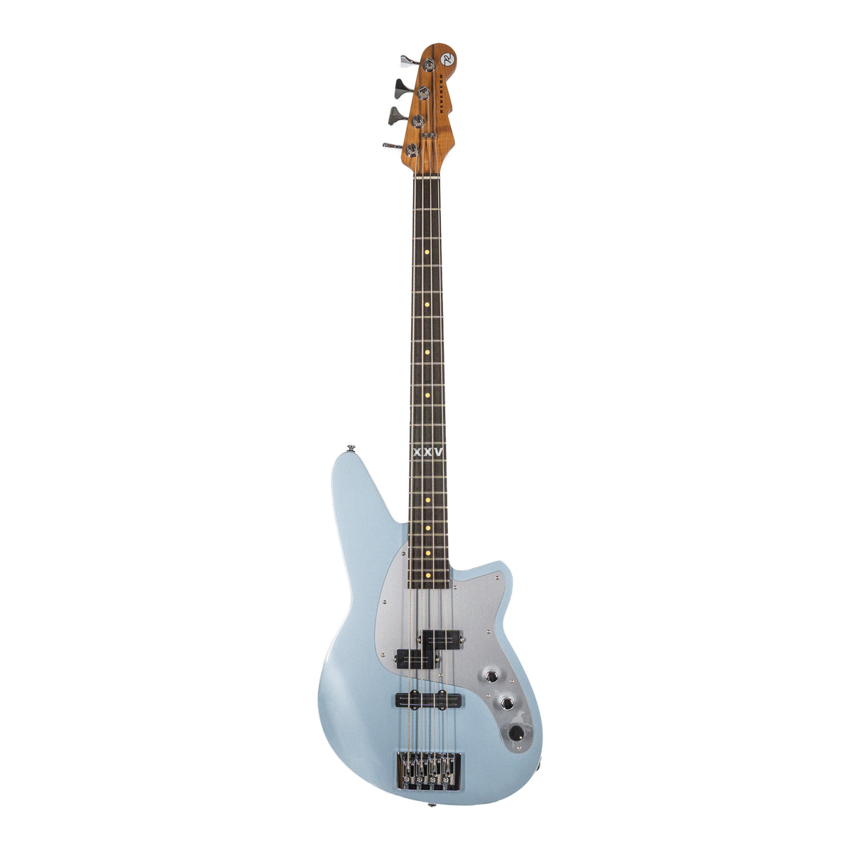 Reverend Decision P Bass Guitar 25th Anniversary Edition, Ebony, Metallic Silver Freeze