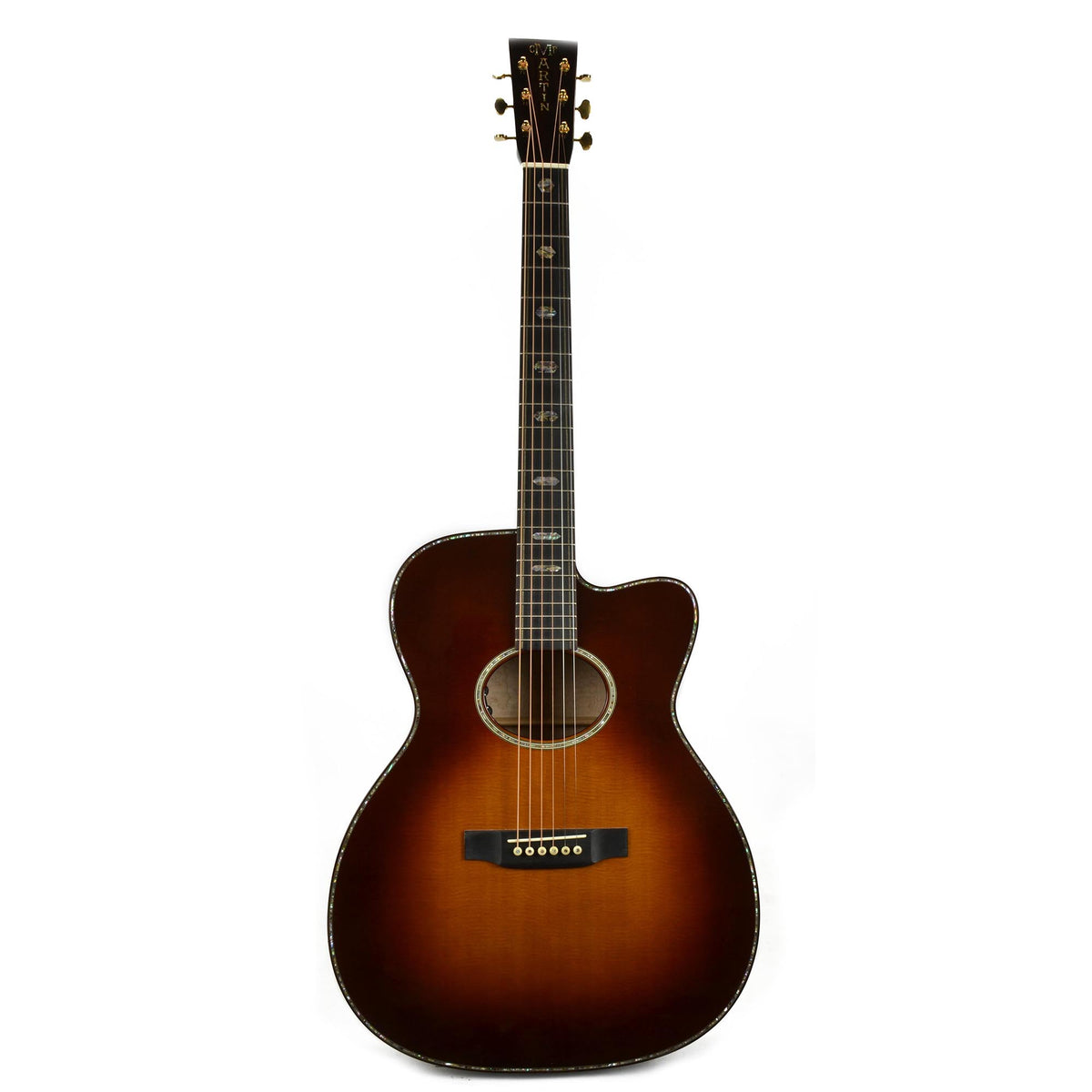 Used Martin Custom Shop 0000 Size 14 Fret Venetian Cutaway Ambertone Top