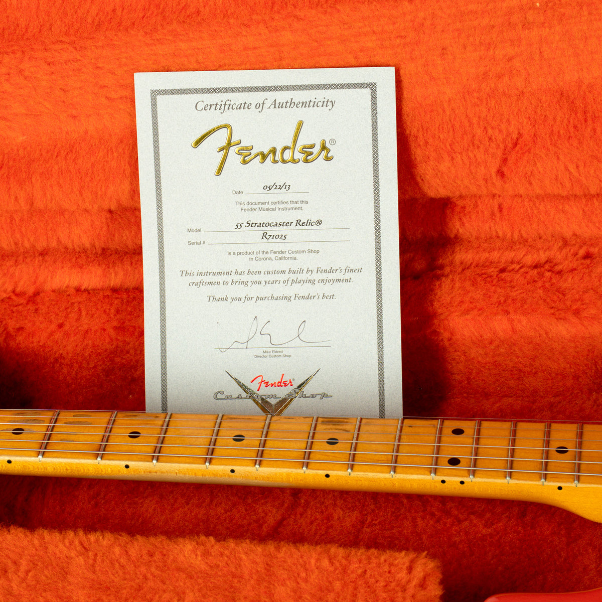 Fender Custom Shop 2013 '55 Stratocaster, Fiesta Red Over Sunburst With OHC - Used