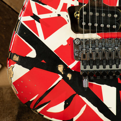 EVH 2019 Striped Series Frankie Electric Guitar, Red White & Black Stripes Relic With Gigbag - Used