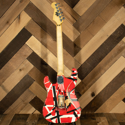 EVH 2019 Striped Series Frankie Electric Guitar, Red White & Black Stripes Relic With Gigbag - Used