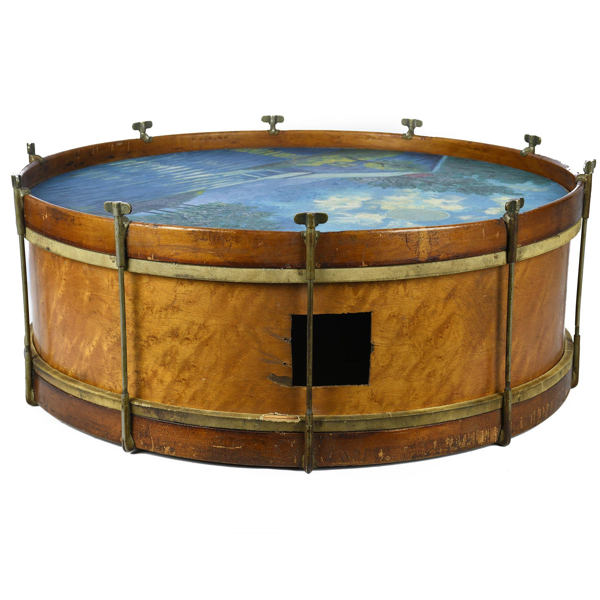 Brandless 1920's 26" Painted Scene Bass Drum - Used