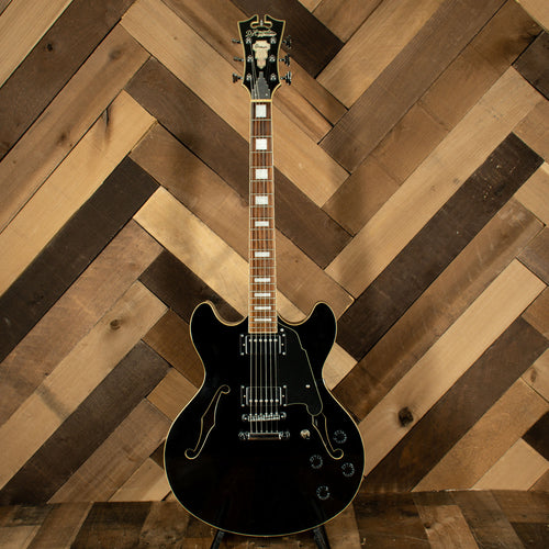 D'Angelico 2017 Premier DC DAPDCSBKCSCB Electric Guitar, Black With OGB - Used
