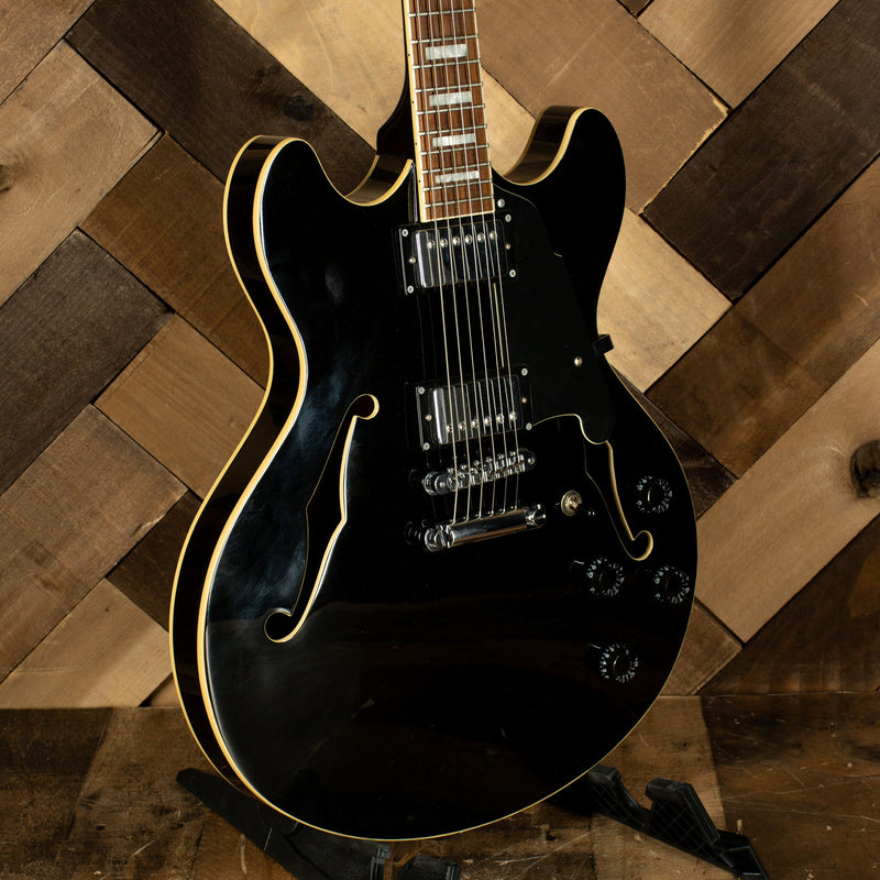 D'Angelico 2017 Premier DC DAPDCSBKCSCB Electric Guitar, Black With OGB - Used