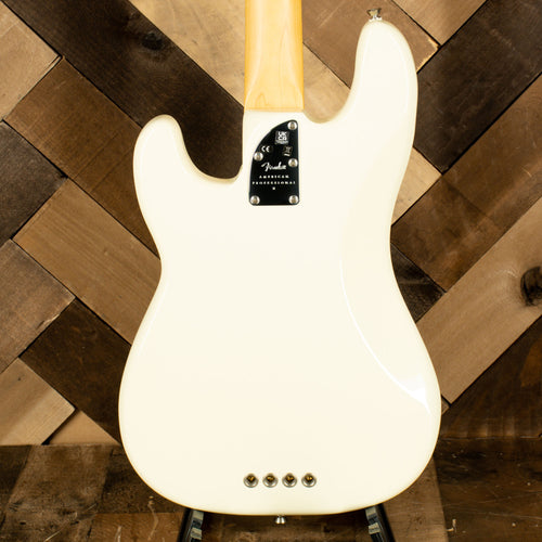 Fender 2021 American Professional II Precision Bass Guitar, Olympic White With OHC - Used