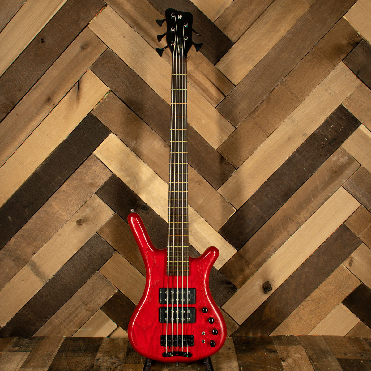 Warwick 2007 German Pro Series Corvette Double Buck 5 String Bass Guitar, Red Transparent Stain With Gig Bag - Used
