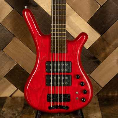 Warwick 2007 German Pro Series Corvette Double Buck 5 String Bass Guitar, Red Transparent Stain With Gig Bag - Used