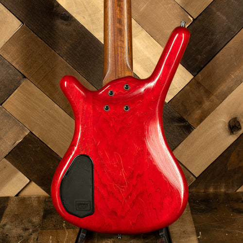 Warwick 2007 German Pro Series Corvette Double Buck 5 String Bass Guitar, Red Transparent Stain With Gig Bag - Used