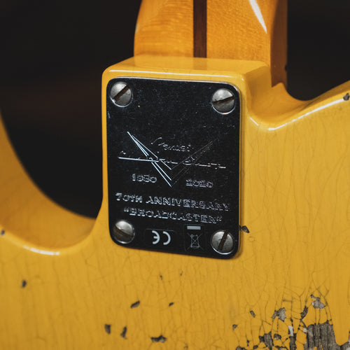 Fender Custom Shop 2020 70th Anniversary Broadcaster Electric Guitar, Heavy Relic, Butterscotch Blonde With OHSC - Used