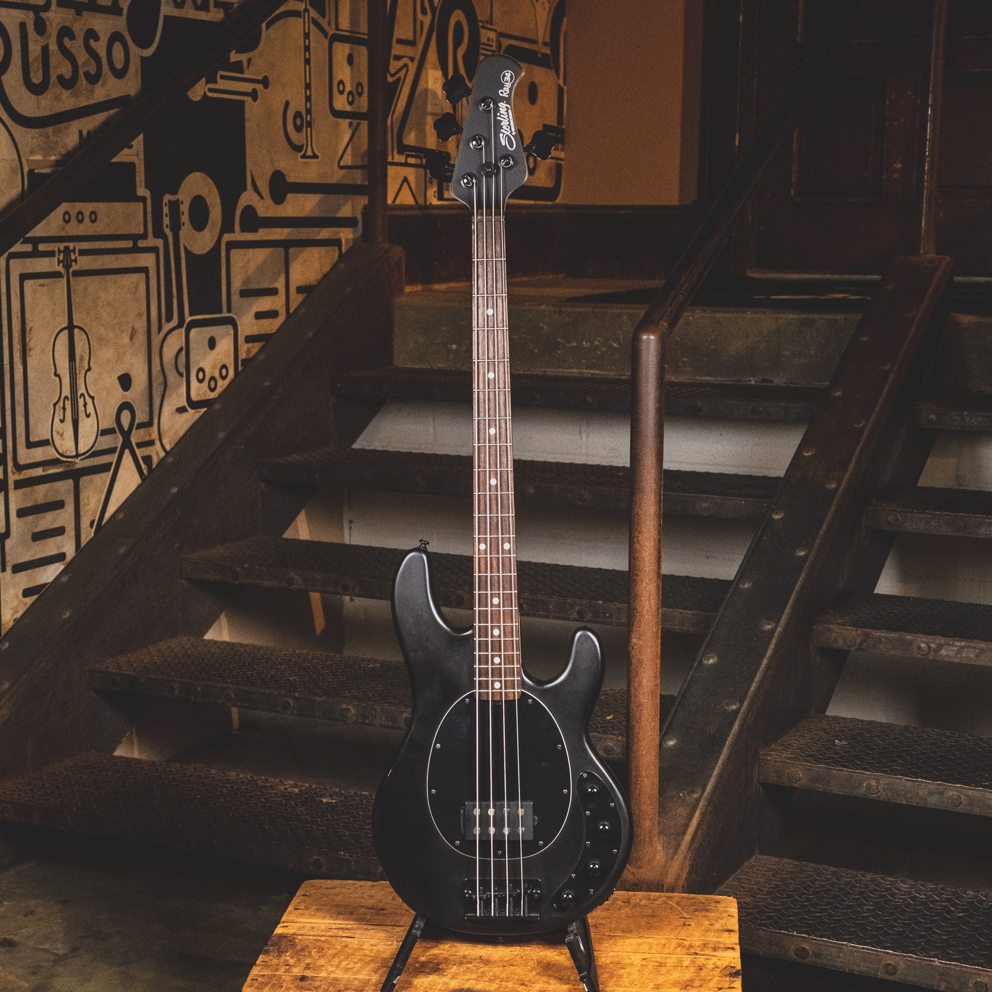 Music Man Sterling Ray34 Black With OGB - Used – Russo Music