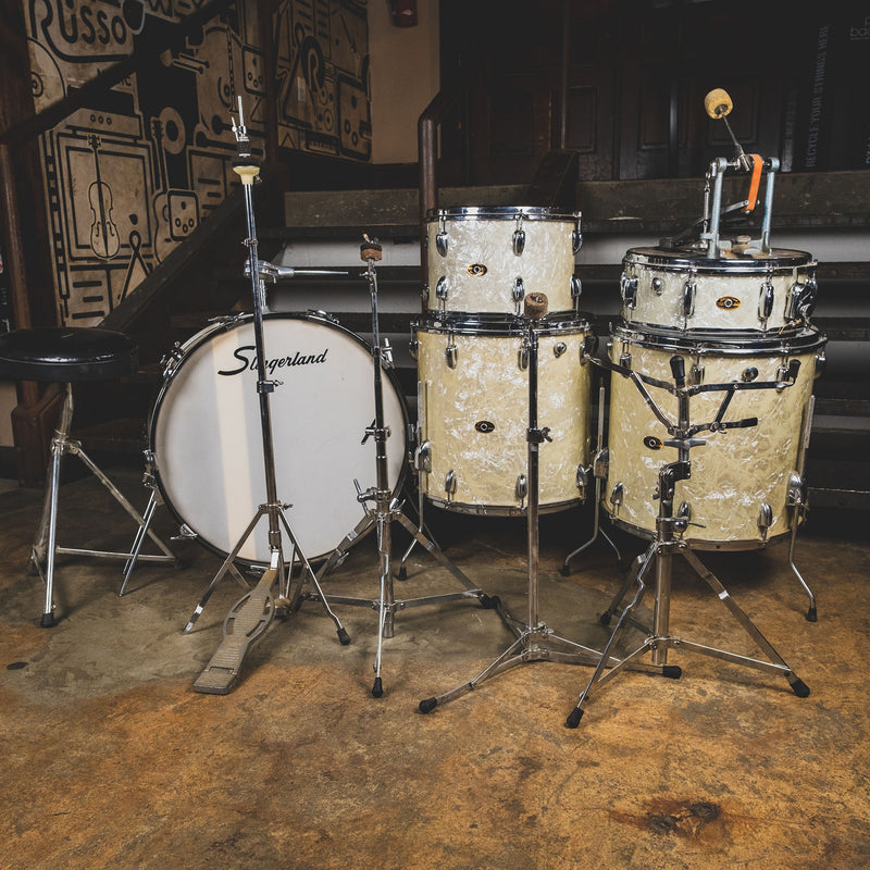 Slingerland 1970s Buddy Rich Outfit White Marine Pearl Drum Kit With Snare Drum And Hardware - Used