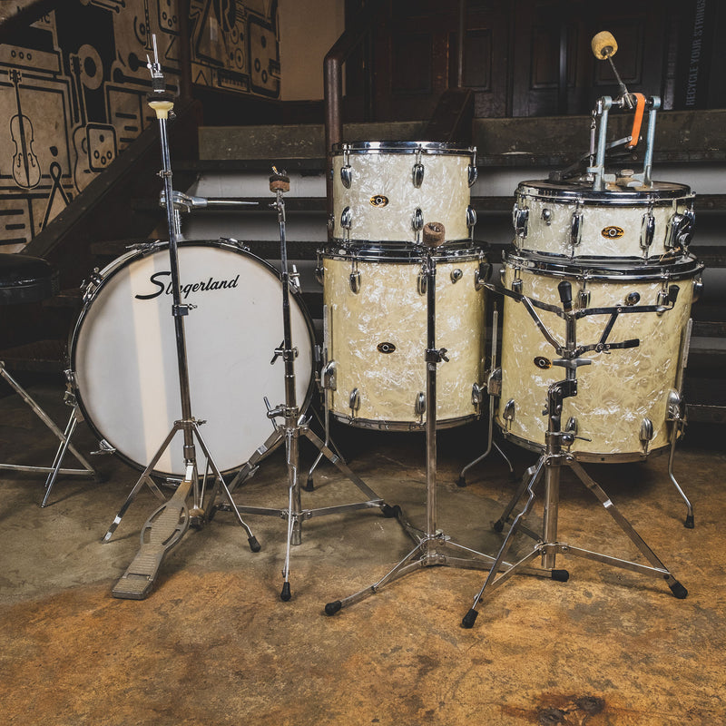 Slingerland 1970s Buddy Rich Outfit White Marine Pearl Drum Kit With Snare Drum And Hardware - Used