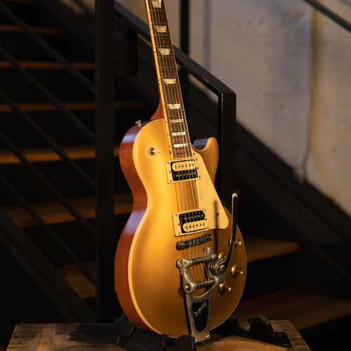 Gibson 2011 Les Paul Traditional 1960 Zebra Electric Guitar, Goldtop Bigsby With OHSC - Used