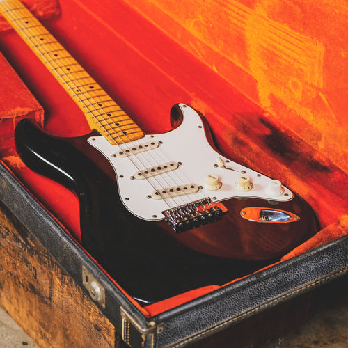 Fender 1974 Stratocaster Electric Guitar, Black With OHSC - Used